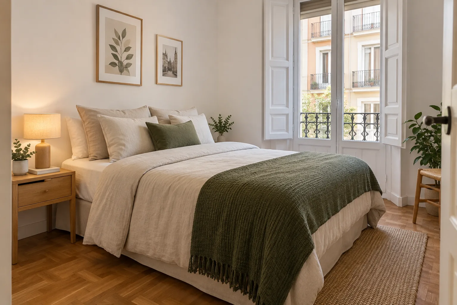 Imagen de un dormitorio preparado para alquilar