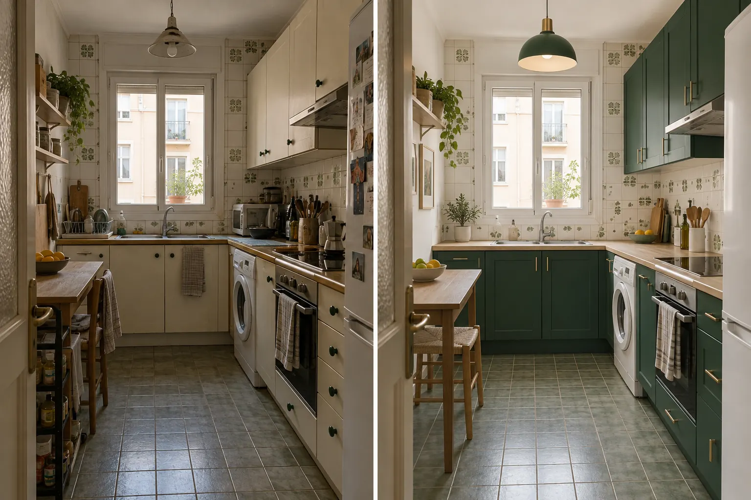 Comparativa antes y después de una cocina renovada