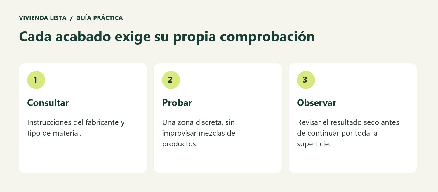Cada acabado exige su propia comprobación